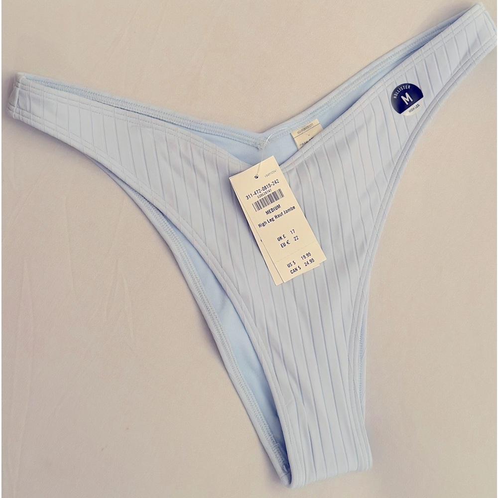 NWT! Hollister Baby Blue High Waist High Leg Haut Jambe Bikini Bottoms.